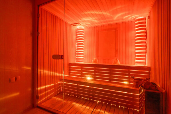 The sauna room in the wellness complex